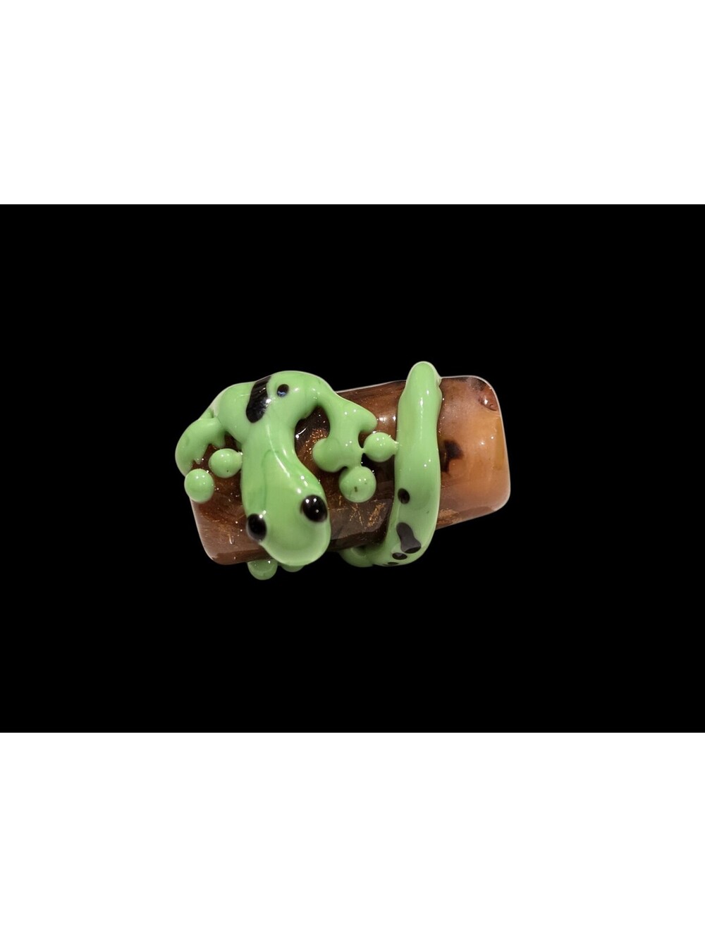 Artisan Lampwork Glass Lizard Gecko on Log Focal Bead 30mm 15g Shimmer
